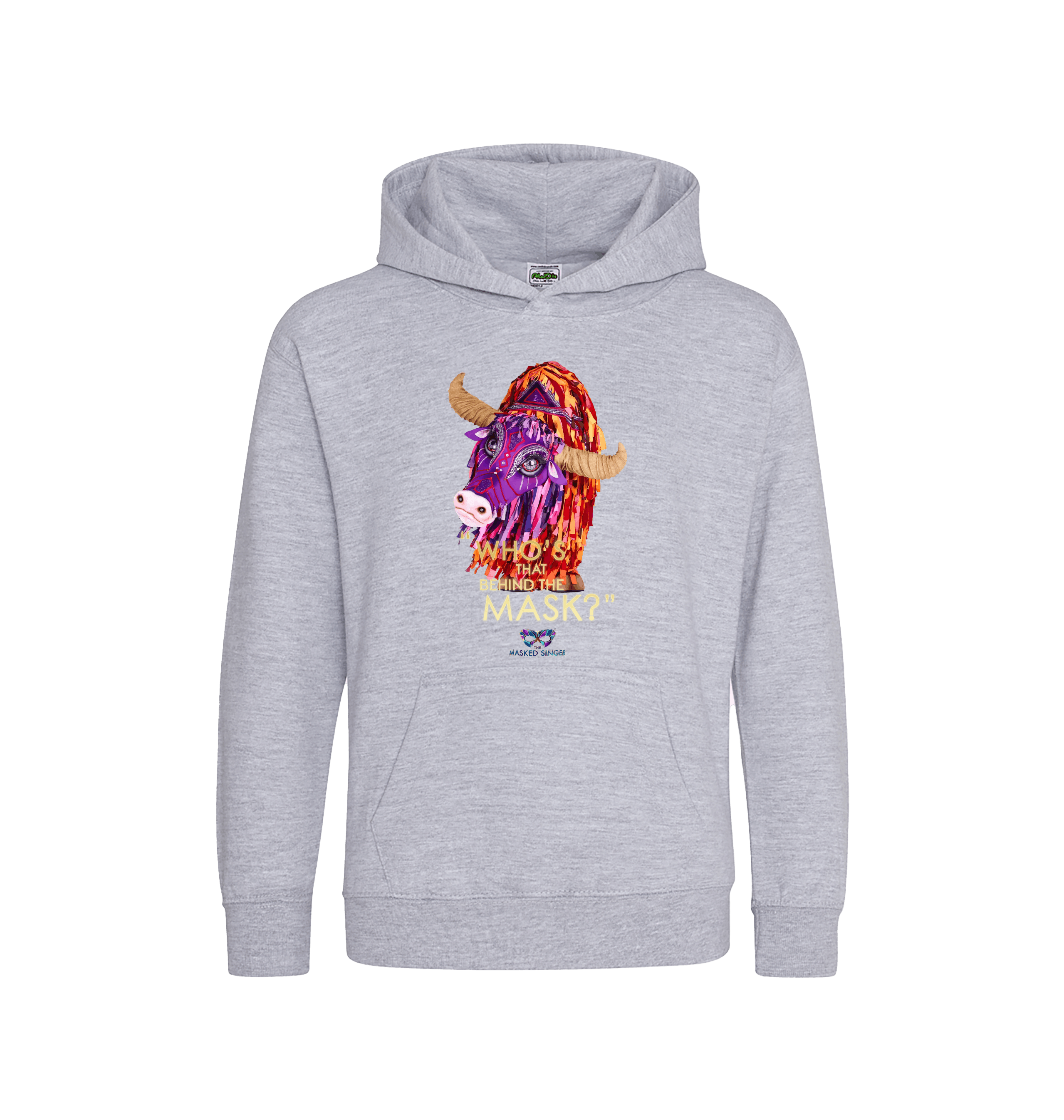 Heather Grey Printed Kids Hoodie Front